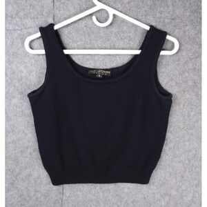 St. John Basics Tank Top Women's Small Black Cropped Made USA